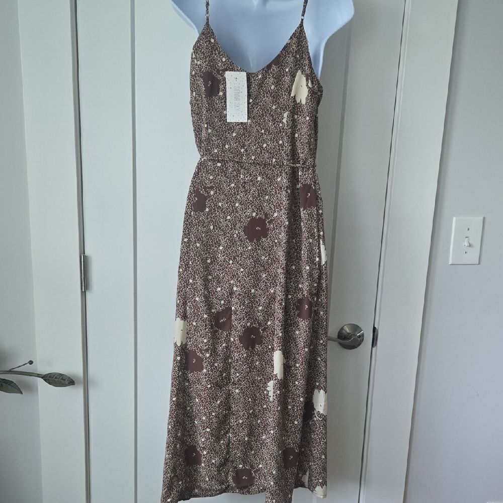 Sienna Sky Cream and Brown Spaghetti Strap Sundress - Picture 4 of 5
